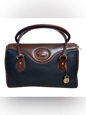 Dooney & Bourke VTG Satchel Shoulder Strap Pebbled Leather Brown Black 12x8x4